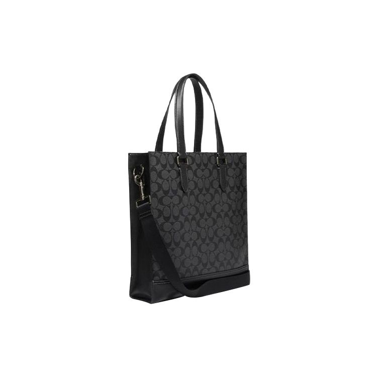 Coach X Disney Collaboration Graham 36 Classic Cartoon Logo Patch Coated Canvas And Leather Tote Bag Men Tote Bag Black CC559-QBPHT