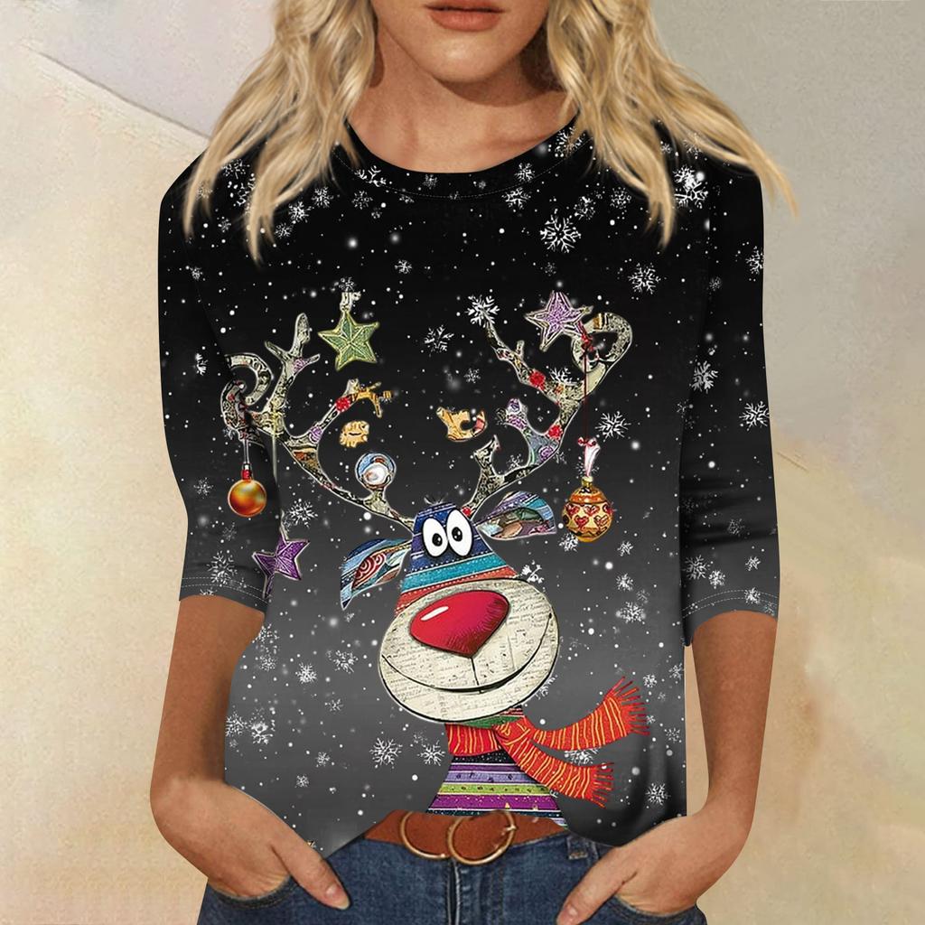 Women's Round Neck Tops Cotton Women's Casual Fashion Floral Print  Long Sleeve O-Neck Pullover Top Blouse