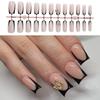 24 Pcs Press On Nail Black French Tips False Nail Butterfly Full Cover Stick On Nail for Woman and Girls