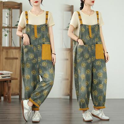 Джинсовый комбинезон Летний Новый Свободный Повседневный Модный Комбинезон Женский Большой Карман Уличная Одежда Джинсовые Брюки 2025