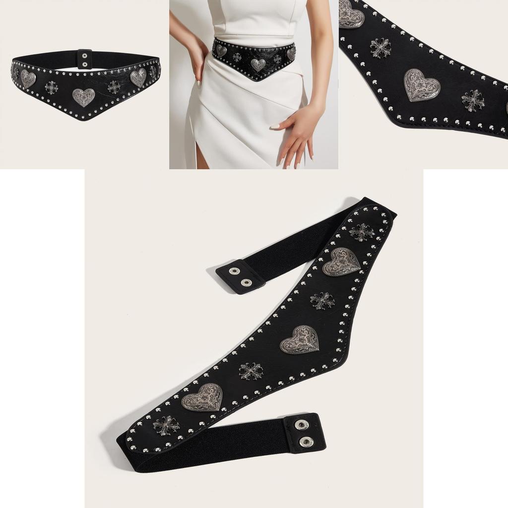 Womens Leather Waist Belt With Heart Shaped Buckle For Vintage Fashion And Waist Cinching