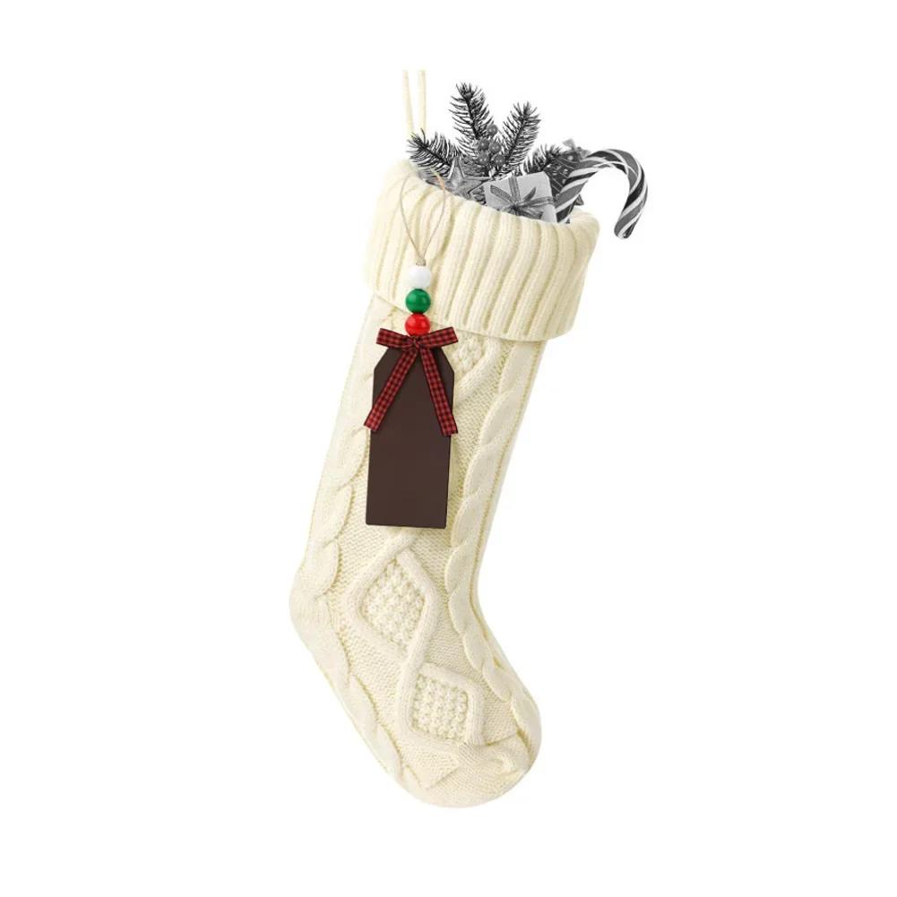 Large Knitting Christmas Stockings Santa Claus Socks Family Party Decorations Kids New Year Gift Bag Xmas Ornament