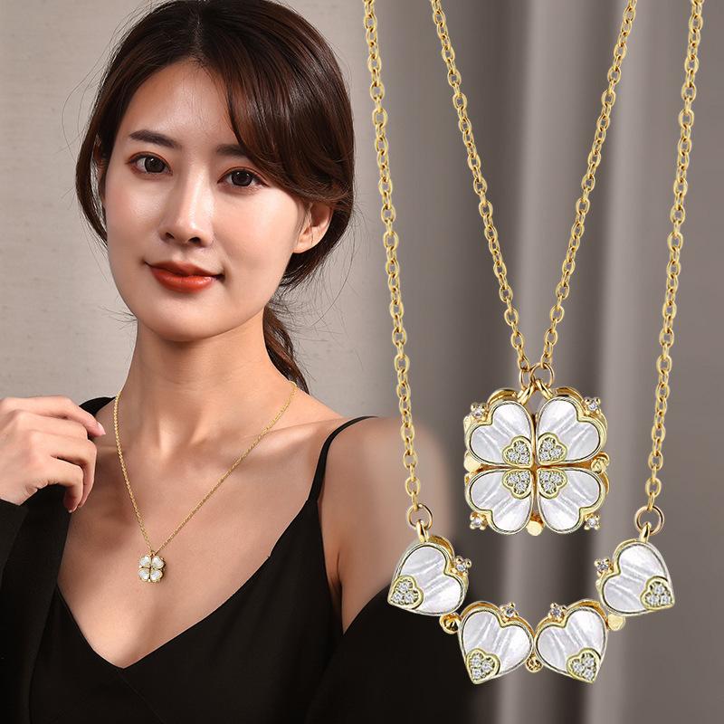 Variety of Four-leaf Clover Love for Women Clavicle Style Temperament Two-wear Trendy Pendant Necklace