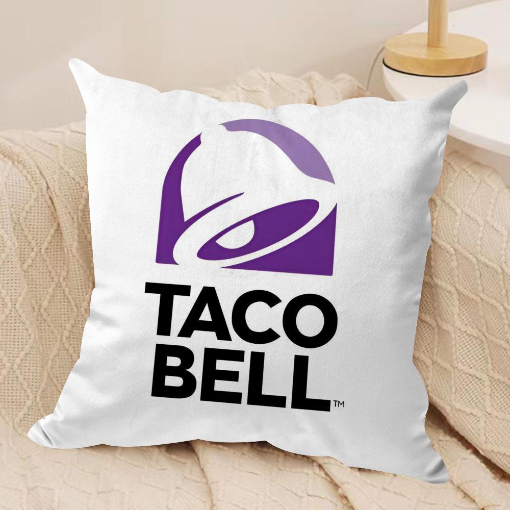 Mexican Flavor T-Taco Bell Cushion Cover Soft Plush Fabric Double-Sided Printed Sofa Cushion Cover for All Seasons Home Decor