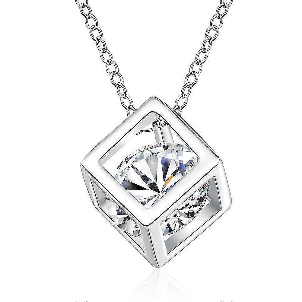 Women Chain Necklace Crystal Rhinestone Square Necklace Alloy Necklace Jewelry 25-26