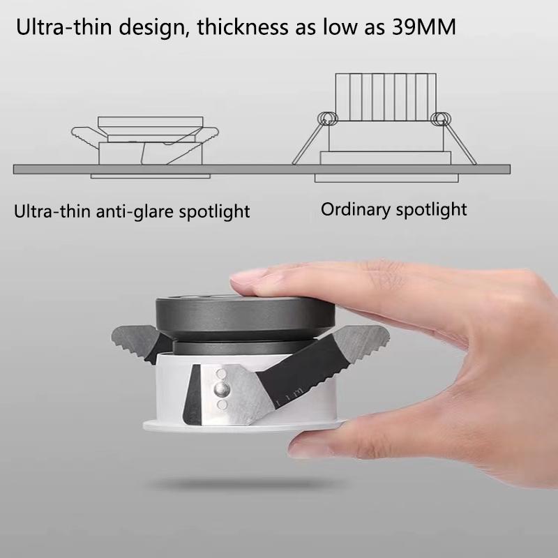 Современный светодиодный потолочный точечный светильник Downlight для внутреннего освещения, встраиваемый круглый точечный светильник для коммерческой гостиной, столовой, спальни, COB