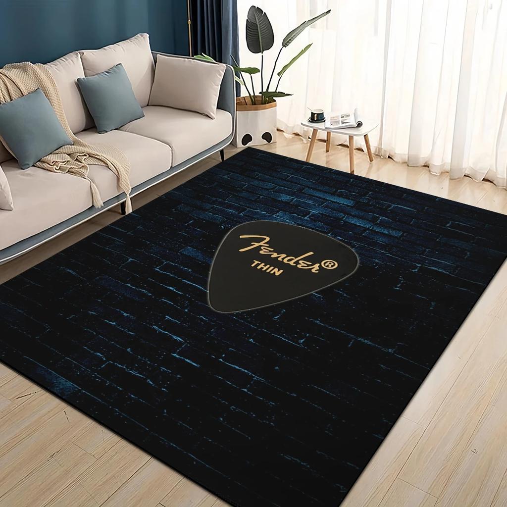 3D Ретро лого Fender Гитарные Инструменты Музыка Ковер Коврик для Гостиной Спальни Дома Декорация Дивана, Детский Нескользящий Напольный Коврик
