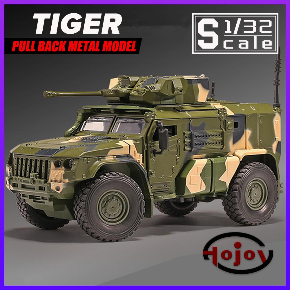1/32 Scale Alloy Tiger Armored Military Truck Model Diecast Off-road With Sound and Light For Kids Toy