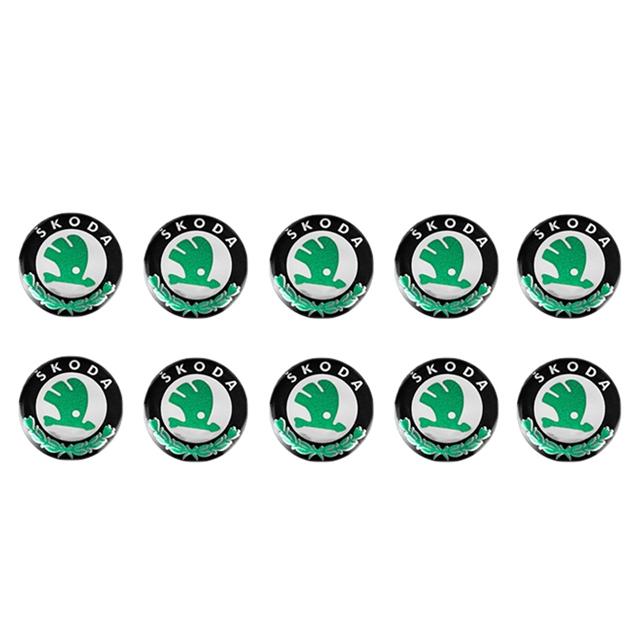 HIAQ2 14mm Aluminum Alloy Car Remote Key Badge Stickers Decoration For Skoda Octavia Kodiaq Enyaq Kamiq Scala Superb Fabia Rapid Yeti