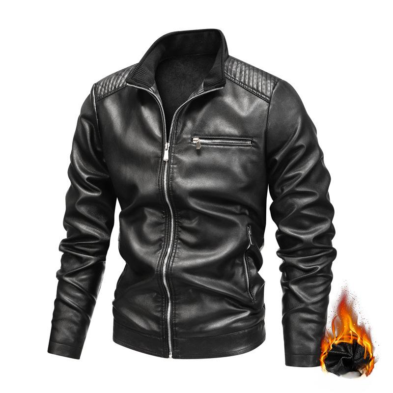 Кожаная куртка мужская куртка из искусственной кожи осень-зима корейская версия модный воротник-стойка локомотив одежда инструментальная куртка