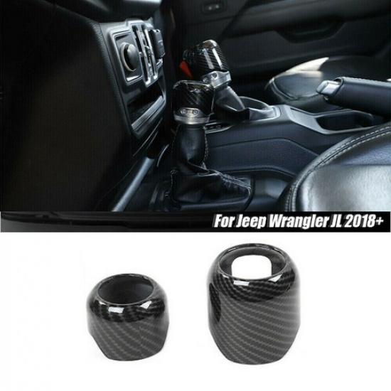 For Jeep Wrangler JL JT 2018+ Center Gear Shift 4WD Knob Cover Trim Carbon Fiber