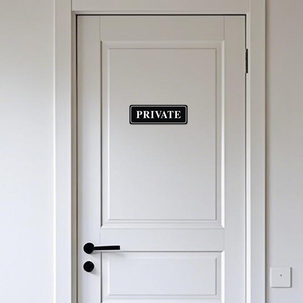 2pcs Private Sign for Doors,With Self Adhesive,8x2.8in,Black