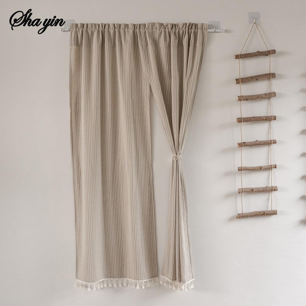 90*180CM Cotton Linen Blackout Door Curtain Ins Non-Perforated Fabric Partition Hanging Shading Curtain for Household Partitions