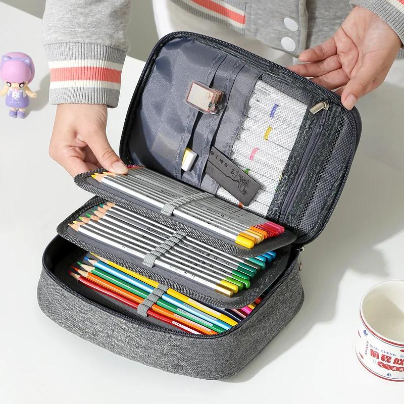 Пенал для карандашей большой емкости с матовым покрытием, коробка для канцелярских принадлежностей с застежкой-молнией, съемная сумка для хранения учебных принадлежностей