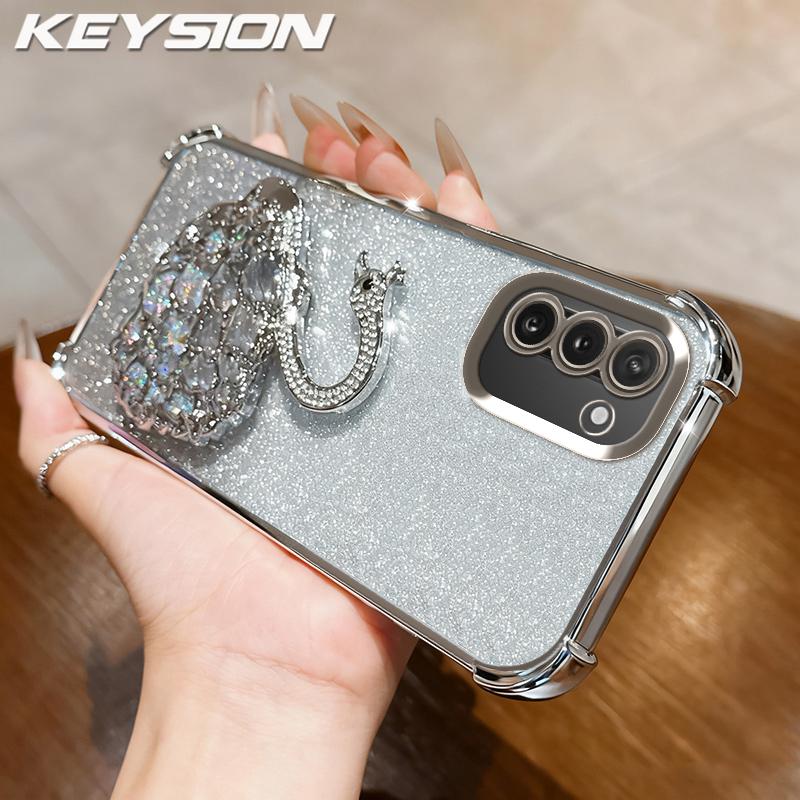 KEYSION Ударопрочный чехол из ТПУ с покрытием и блестками, украшенный лебедем, с подставкой для Samsung Note 10 Plus / Galaxy Note 10