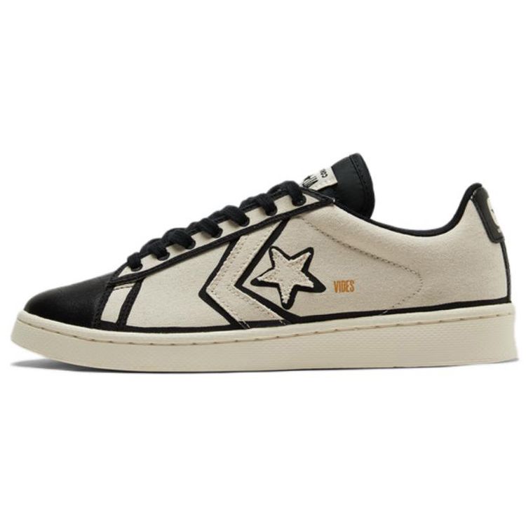 Converse Joshua Vides X Pro Leather Made In Studio Unisex Sneakers Cream Natural-Ivory Black A00713C