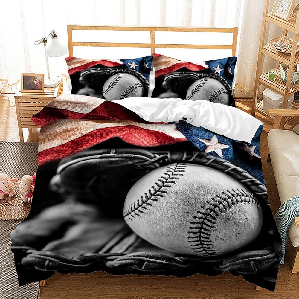 Bed Three-Piece Sports Basketball Football Camping Trip 3D Digital Printing Kit