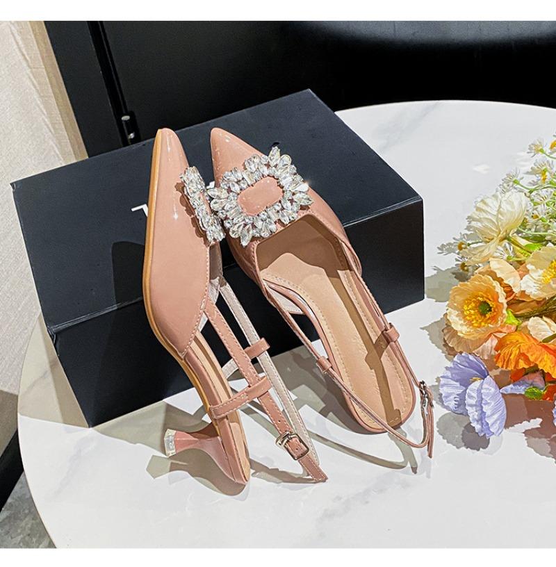 Модные французские сандалии для женщин Лето 2025 Бриллиантовый острый носок Тонкий высокий каблук Женская обувь Большой размер Женские сандалии 41 42 43