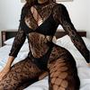 Erotic Bodysuit Women's BodyStockings Leopard Print Tights Plus Size Pantyhose Long Sleeve Backless Cutout Full Body Socks Sexy