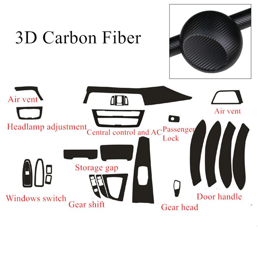 Сделай сам Набор наклеек для отделки салона BMW 3 серии F30 F31, наклейки, стиль «карбоновое волокно»