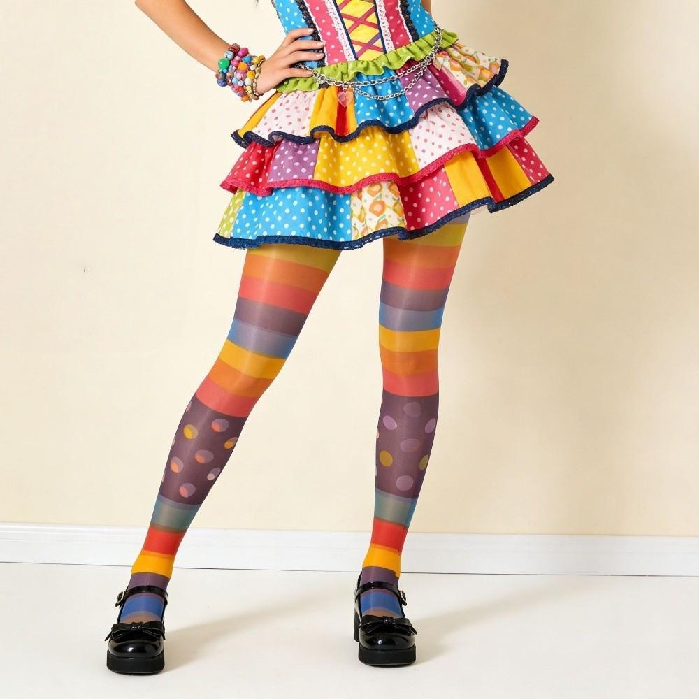 Elastic Rainbow Pantyhose Seamless Gradient Color Tights Sweet Colorful Stripes Stockings Cosplay