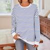 Autumn Women's Plus Size Oversized Loose Casual Striped Sweatshirt