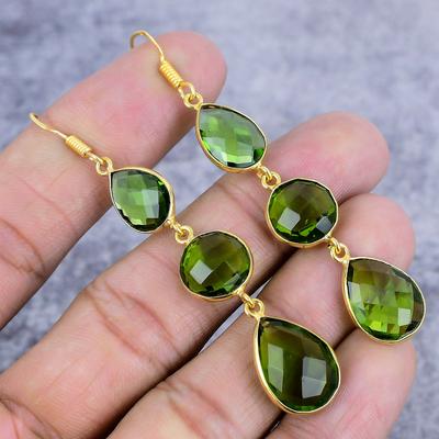 Серьга из серебра 925 пробы с перидотом, ручная работа 2,96" M-2656