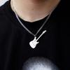 Men Necklace Punk Cool Hip Hop Personality Stainless Steel Bass Guitar Pendant Clavicle Necklace
