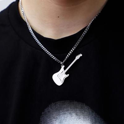 Мужское ожерелье в стиле панк, крутой хип-хоп, индивидуальное ожерелье из нержавеющей стали для бас-гитары, ожерелье на ключицу