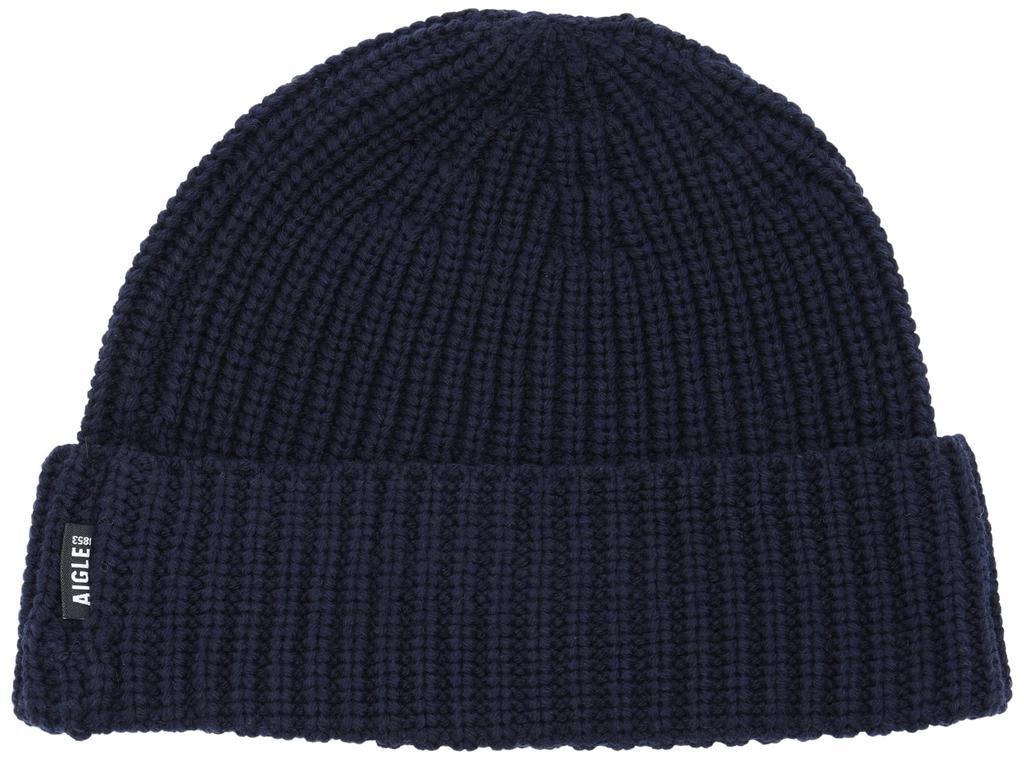 [Aigle] Вязаная шапка [Официальная] Шапка с логотипом Темно-синяя