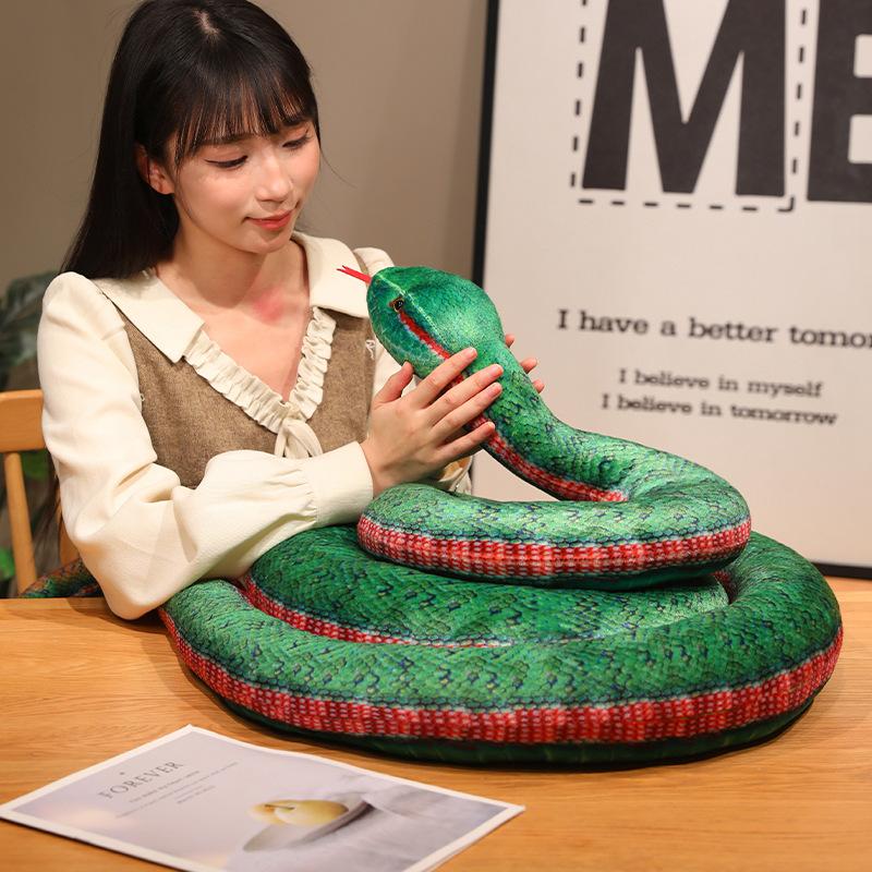 130~300Cm Like Real Colorful Snake Doll Stuffed Long Scary Animal Tongue Out Darkness Party Prop Decor Man Gift