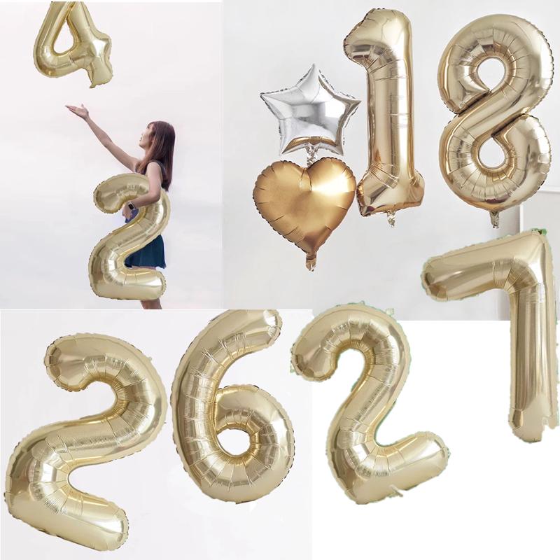40 дюймов Платиновые 0-9 Алюминиевые Фольгированные Шары Украшения На День Рождения Свадьба Юбилей Вечеринка Фольгированные Шары Украшения Для Детского Шауэра