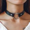 Fashion Black PU Leather Heart Collar Girls Sexy Necklace Halloween Cosplay Party Jewelry Accessories Goth Punk Harajuku Collar