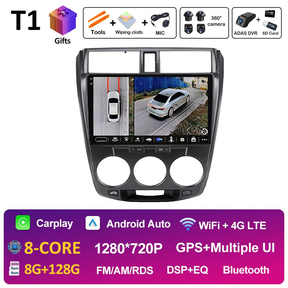 Android 14 Car Multimedia Video Radio Player For Honda City 2008 2009 2010 2011 - 2014 Wireless Carplay Autoradio Bluetooth WIFI