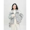 Winter Loose Stitched Casual Jacket for Petite Women Blue Thickened Fur Design Stand Collar Outerwear
