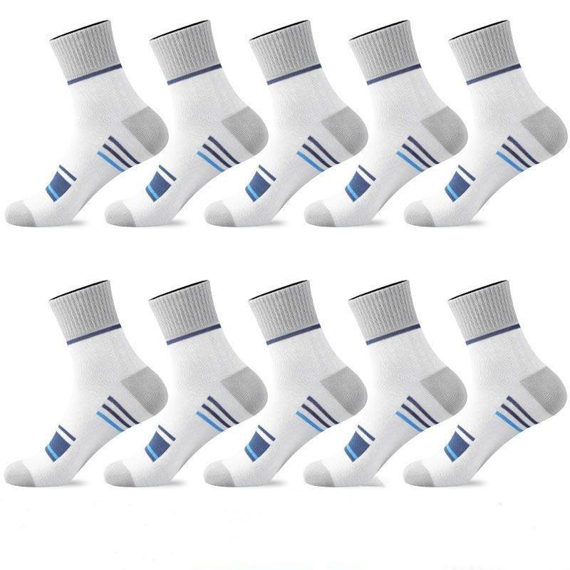5/10 Pairs Men's Mid-calf Sports Socks Striped Breathable Cotton Socks Casual Socks Lot