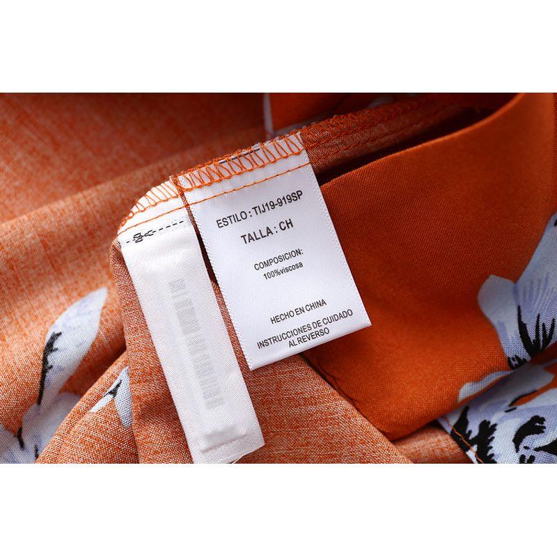 Foreign Trade Original Order Neckline Strap Sexy Pairs V-neck Flared Sleeves Print Noil Poplin Dress Artificial Cotton Skirt