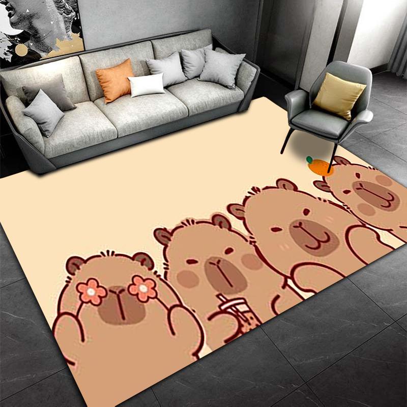 Cartoon Bears Pattern Carpet, Cute Beige Rug for Cozy Living Rooms Suitable for use as an anti-slip for living room bedroom sofas