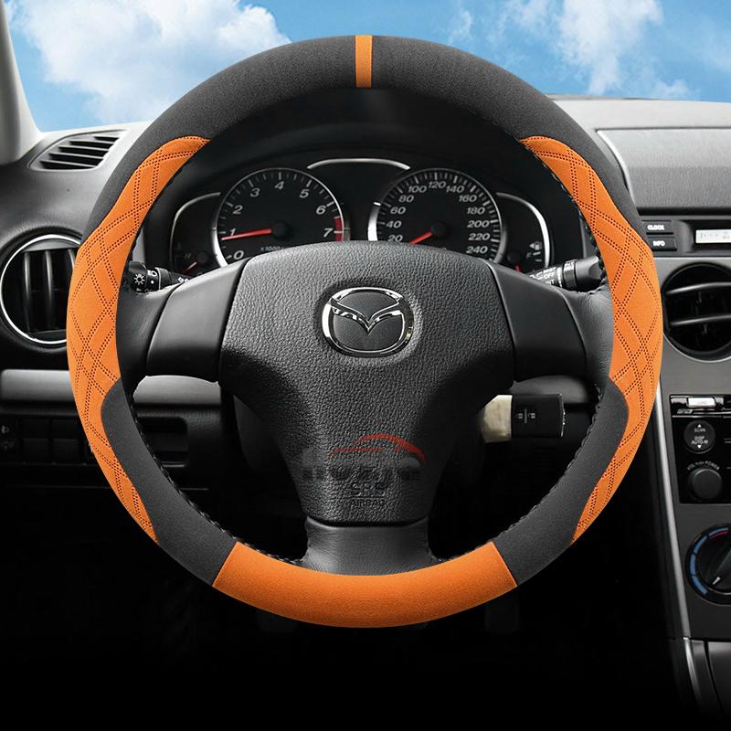 Чехол на руль автомобиля из замши для Mazda 2 3 6 CX5 CX90 CX30 CX60 2015 - 2024 2025 2026 Аксессуары