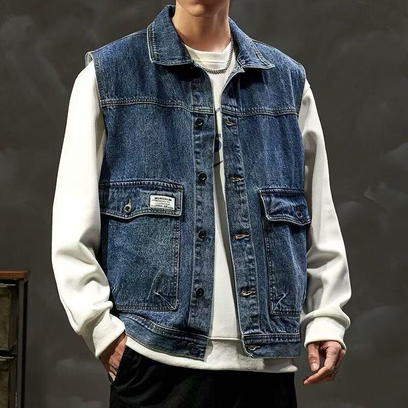 Мужской джинсовый жилет свободного кроя - Коллекция Весна 2025, XL