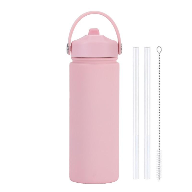 550ml Stainless Steel Insulated Travel Water Bottle With Wide Mouth Carry Strap Sip Lid Outdoor Sports Daily Use