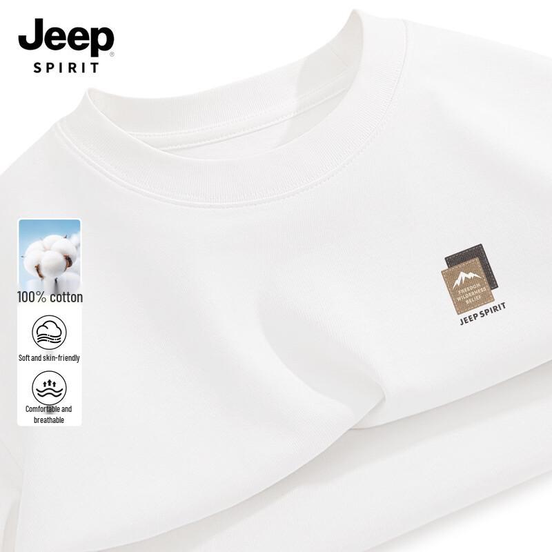 JEEP SPIRIT Men's 2026 New Printed Cotton Long Sleeve T-Shirt