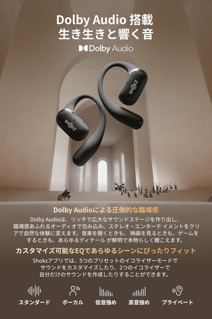 Shokz OpenFit 2+ Open-Ear Wireless Bluetooth Earphones, Over-Ear Type [VGP 2026 Gold Award] Black