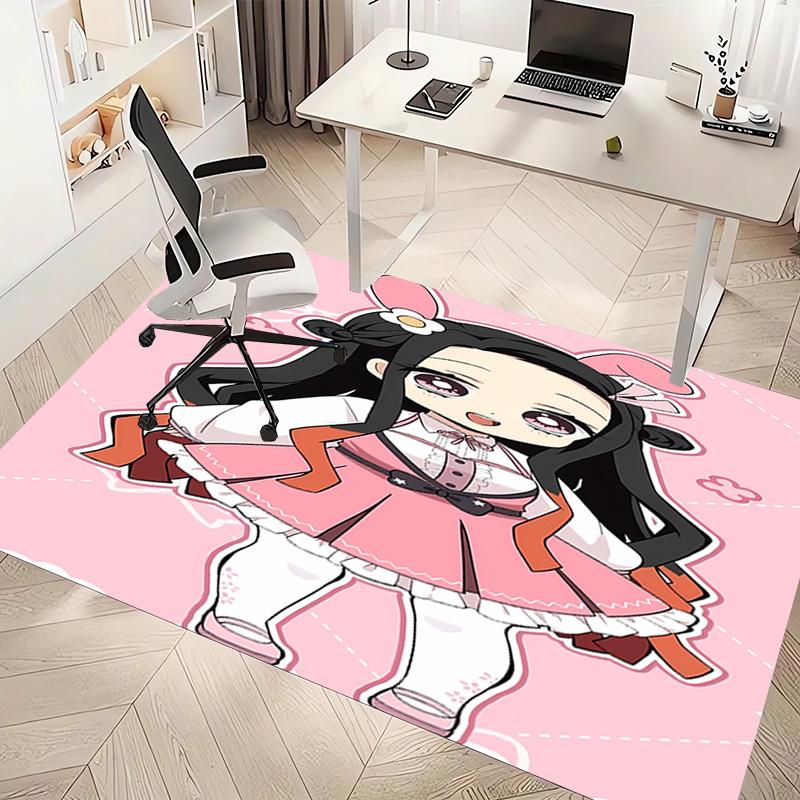 1pc Demon Slayer Nezuko2 Print Area Rug - Soft, Washable Non-Slip Indoor Mat, Living Room, Home Office Decorative Rug,Office Decorative
