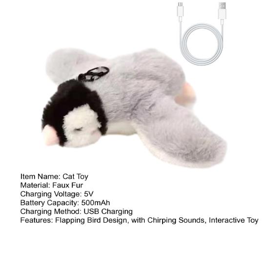 Yousheng Машущая Птица Игрушка для Кошек Перезаряжаемый Машущий Воробей с Чирикающими Звуками Кошачья Мята Интерактивная Плюшевая Игрушка-Птица для Игр и Упражнений Кошек