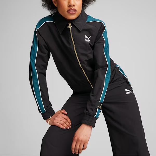 Puma Модная тканая куртка с длинным рукавом, женские куртки, черная 629113-01