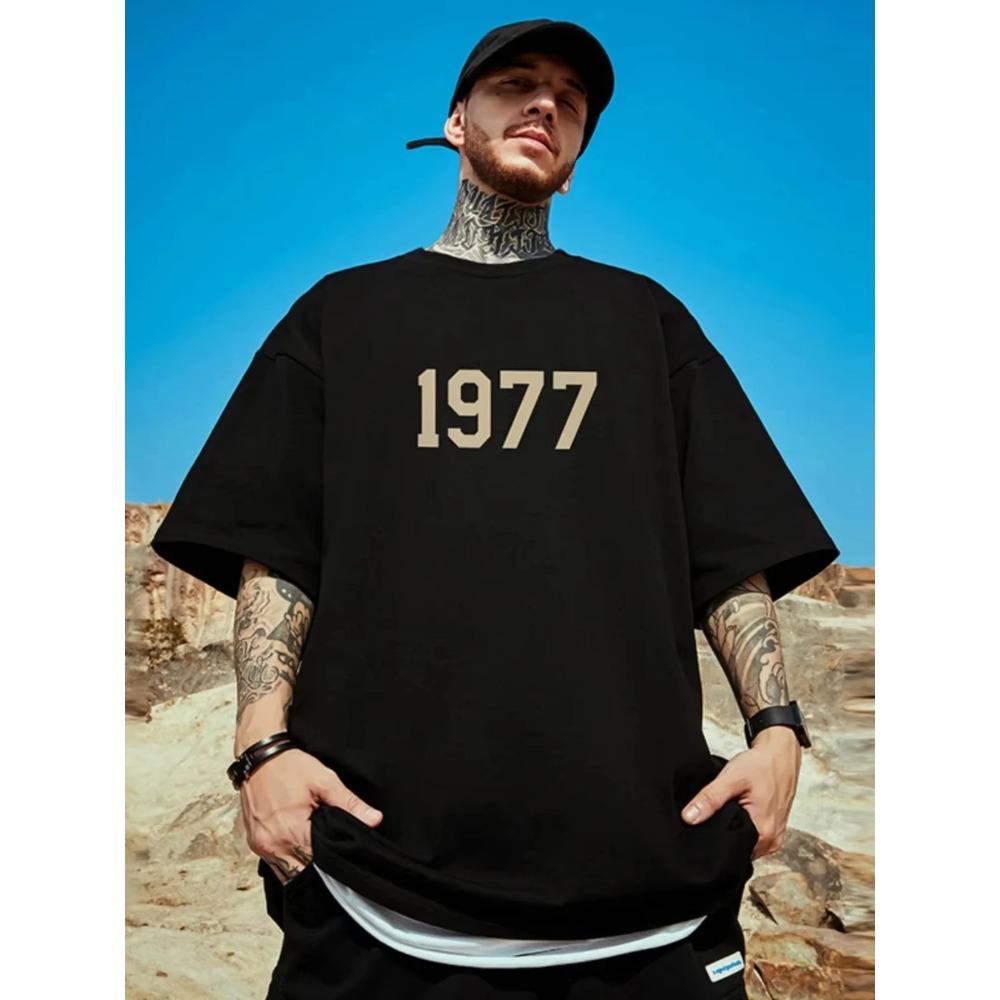 Ретро Мужские Женские Футболки 100% Хлопок Футболка HIP HOP Бренд Рубашка 1977 Принт Винтажные Футболки с Коротким Рукавом Высококачественные Топы