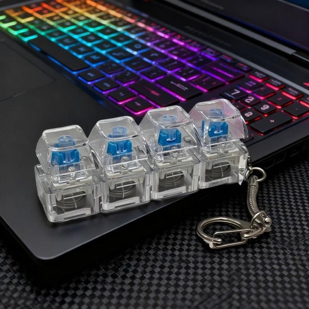 Silent Operation Light Up Keyboard Keychain Glowing Stress Relief Clicker LED Button Decompression