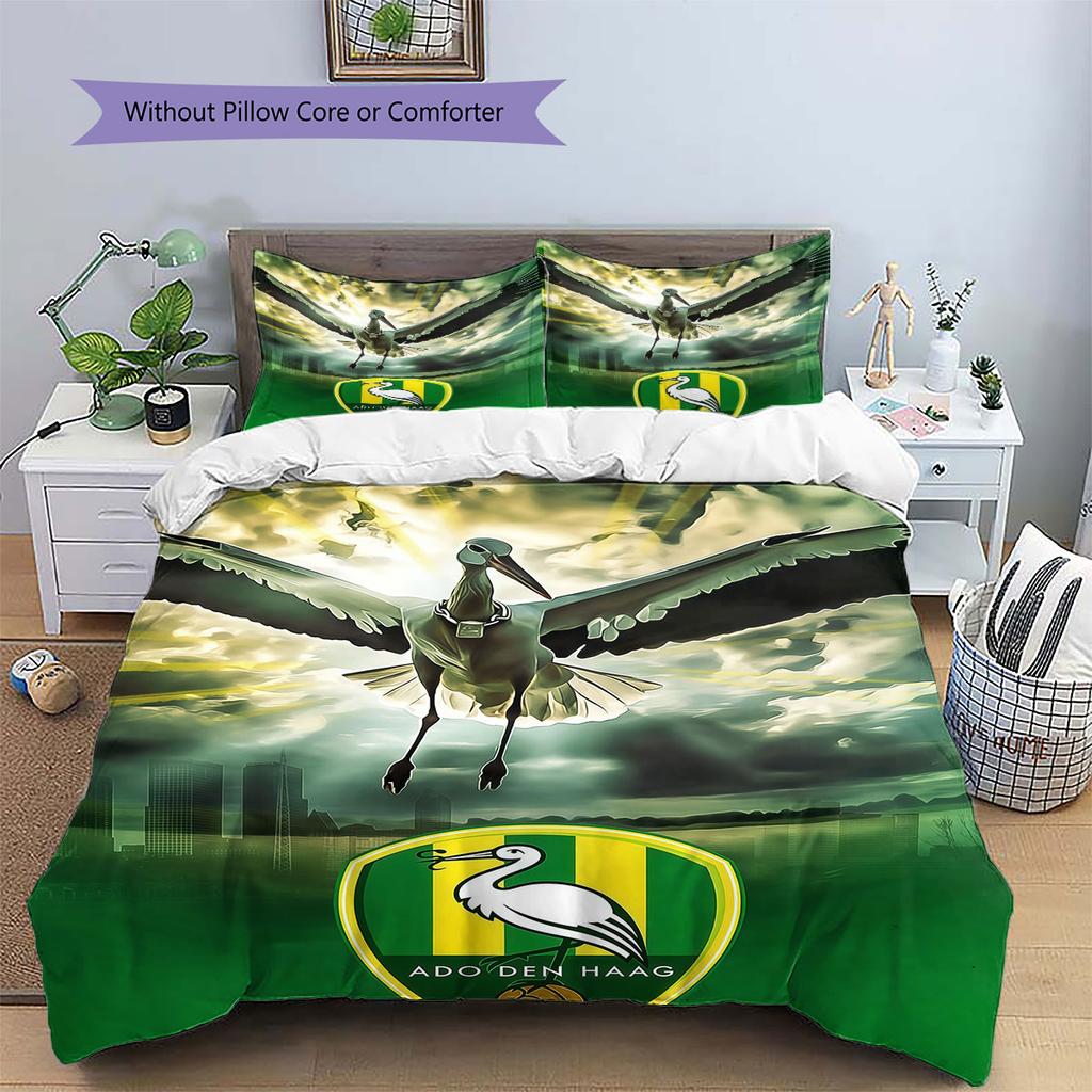 ADO Den Haag Pattern Bedding,Quilt Set Quilt Cover Pillowcase Home Birthday Gift(1 * duvet cover + 2 * pillowcase, without core)