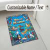 Dog Theme Crystal Velvet Rug Personalized Custom Name Text Soft Floor Mat Home Decor